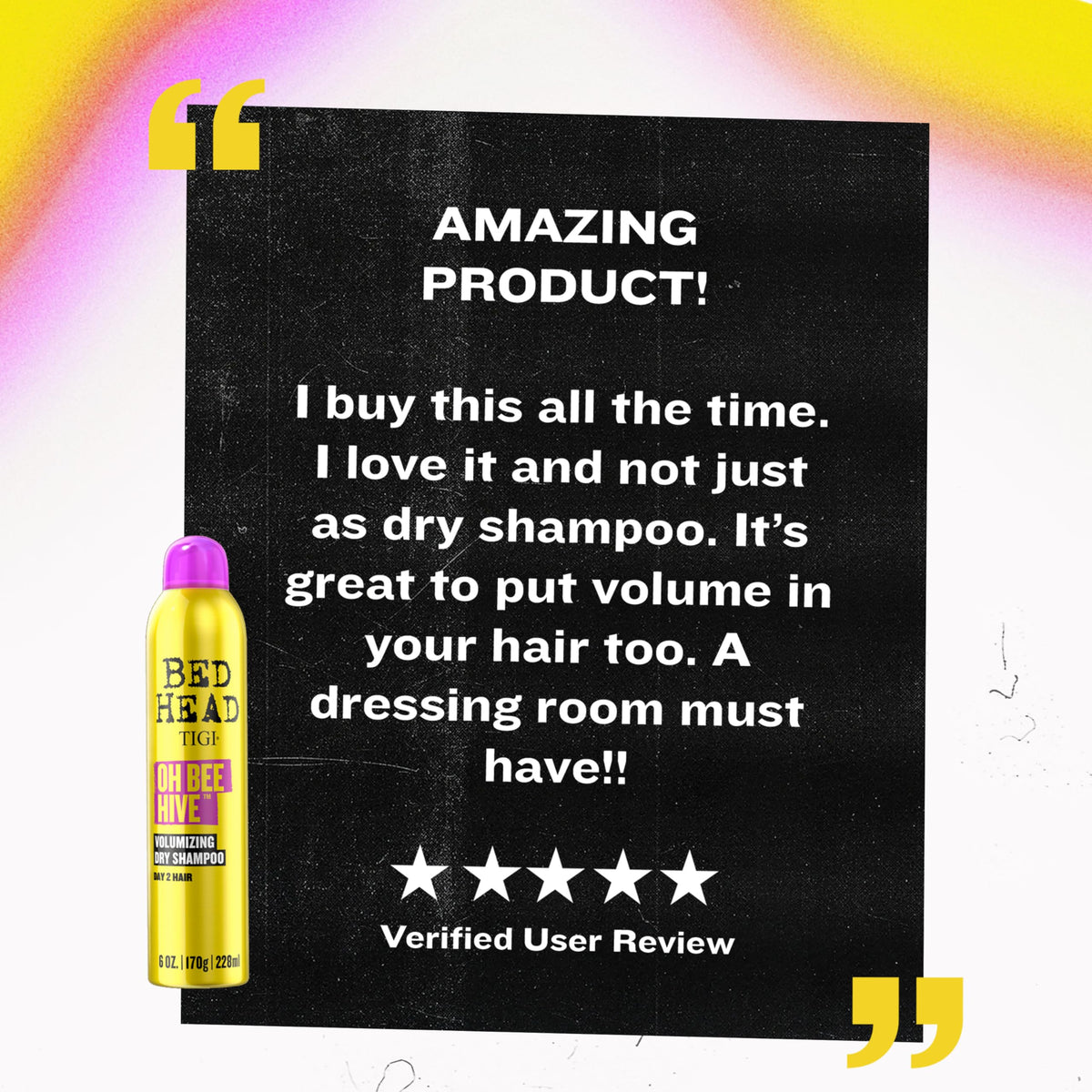 TIGI Bed Head ingredient label showing cornstarch technology