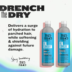 TIGI Bed Head shampoo and conditioner side-by-side illustrating the matching recovery duo