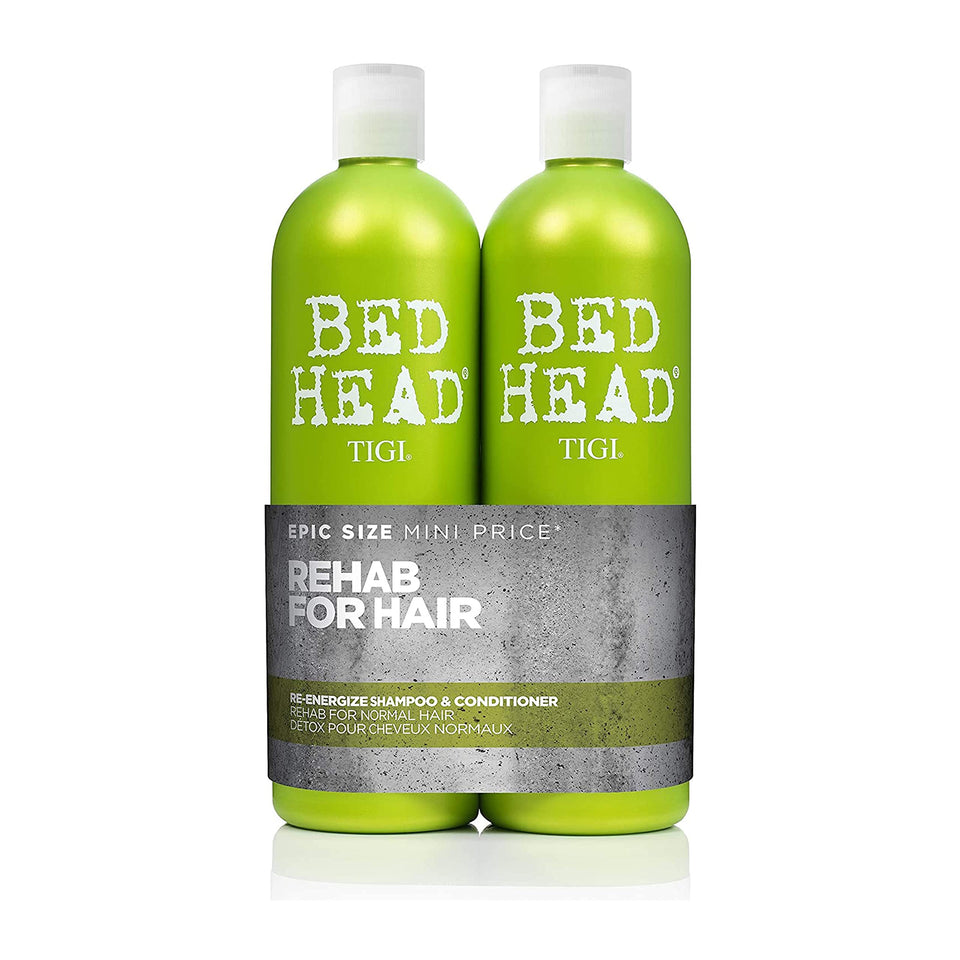 TIGI Bed Head front packaging showing bottles and product benefit