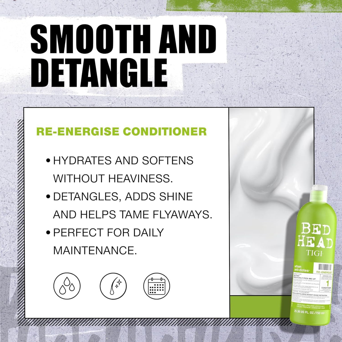 TIGI Bed Head conditioner applied in shower showing quick five-minute leave-on convenience