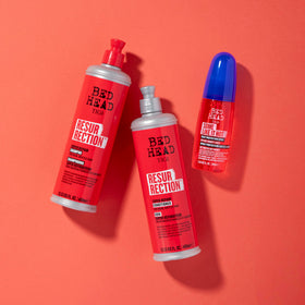 TIGI Bed Head on bathroom shelf lifestyle scene suggesting salon results at home