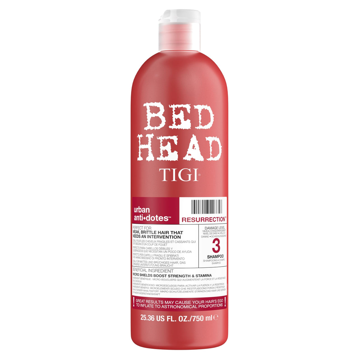TIGI Bed Head front packaging showing 25.36 oz bottle and brand clarity