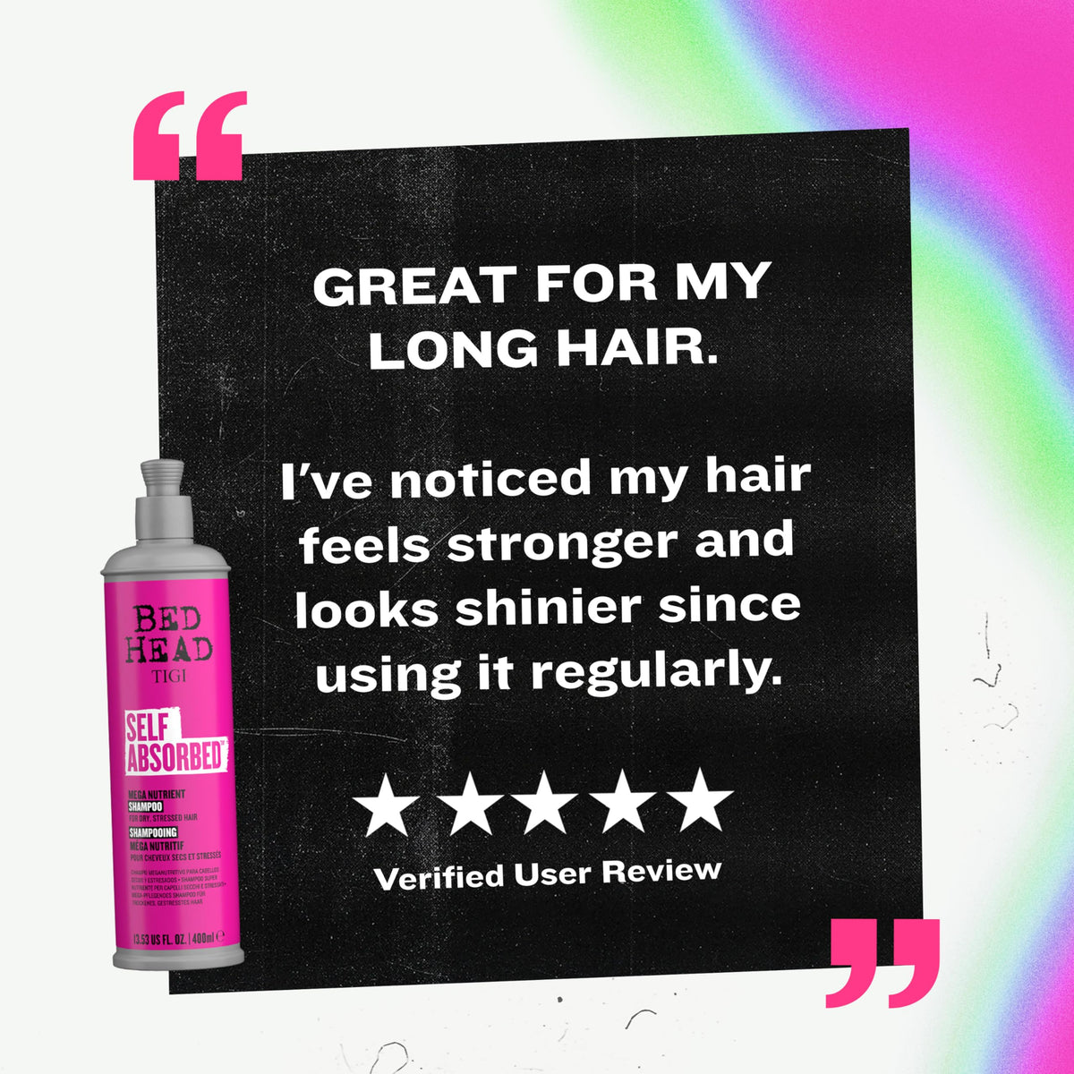 TIGI Bed Head lifestyle bathroom display implying salon-quality results
