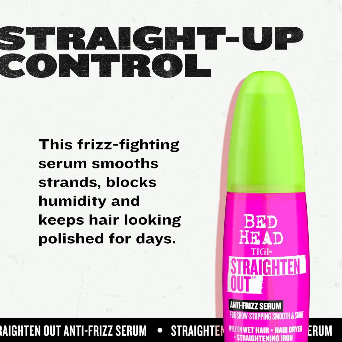 TIGI Bed Head serum being worked into damp hair demonstrating even distribution and styling prep