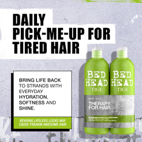 TIGI Bed Head shampoo pump and label detail for easy dispensing
