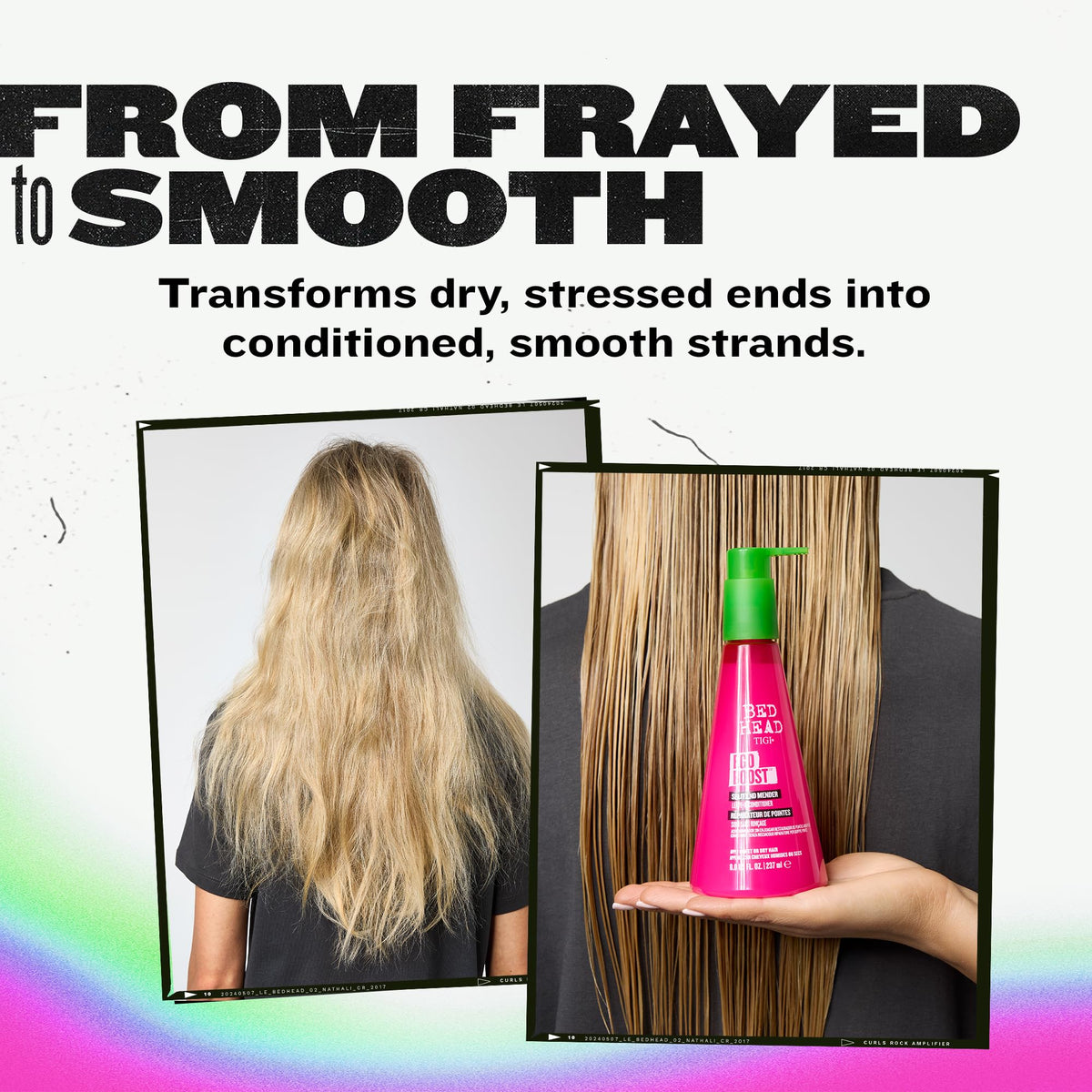 TIGI Bed Head size scale with hand to show 8 oz bottle proportion
