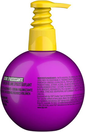 TIGI Bed Head Small Talk cream texture closeup illustrating lightweight formula for natural volume