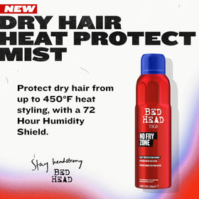 TIGI Bed Head nozzle close-up capturing fine spray for even heat protection