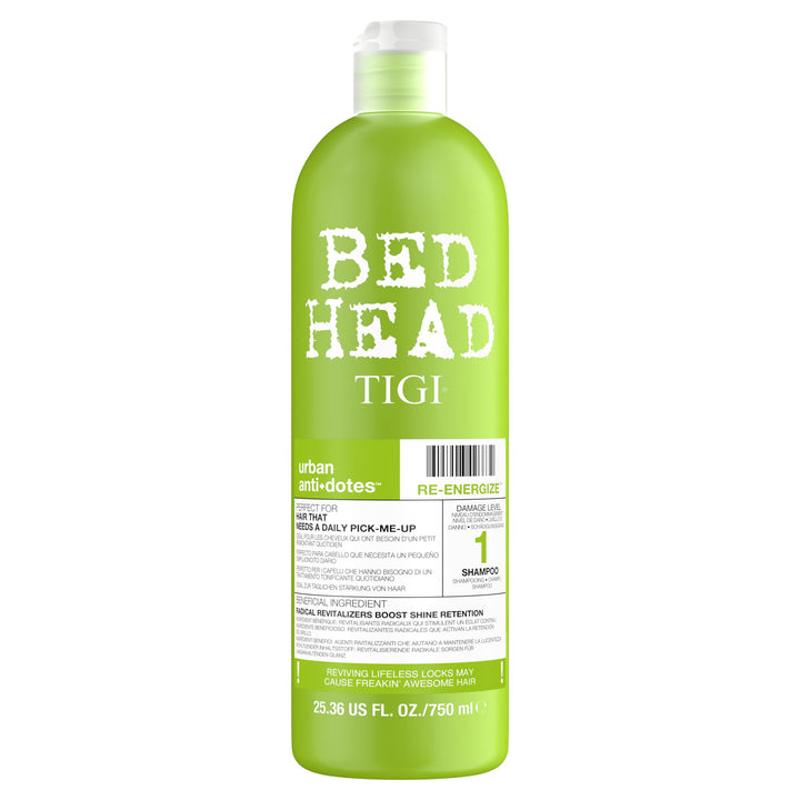 TIGI Bed Head front bottle showing label and size for easy identification and convenience