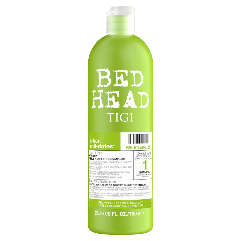 TIGI Bed Head front bottle showing label and size for easy identification and convenience