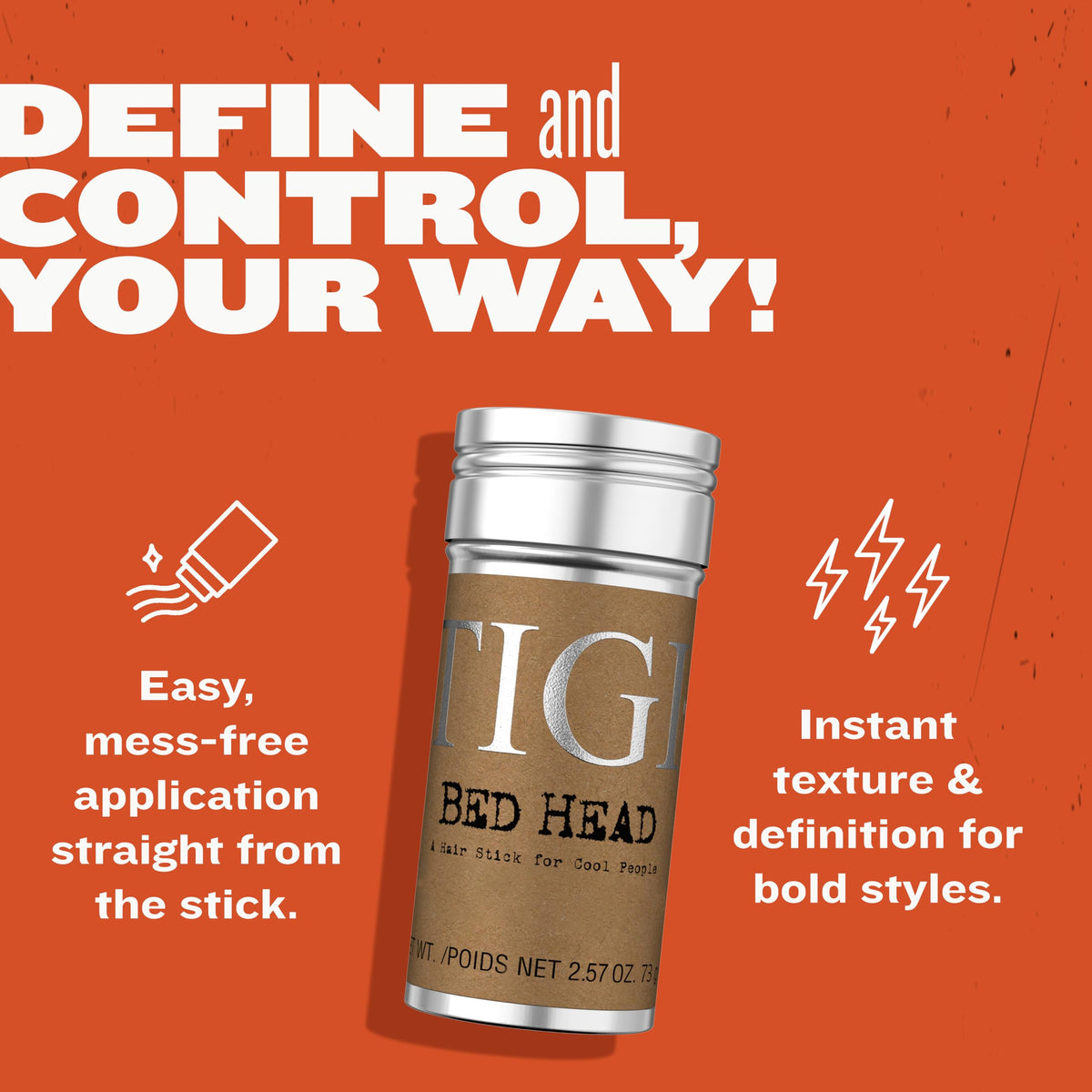 TIGI Bed Head being applied to hair demonstrating fast control and humidity resistance