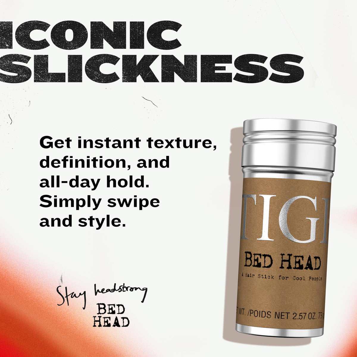 TIGI Bed Head open wax stick close-up showing smooth texture for precise application