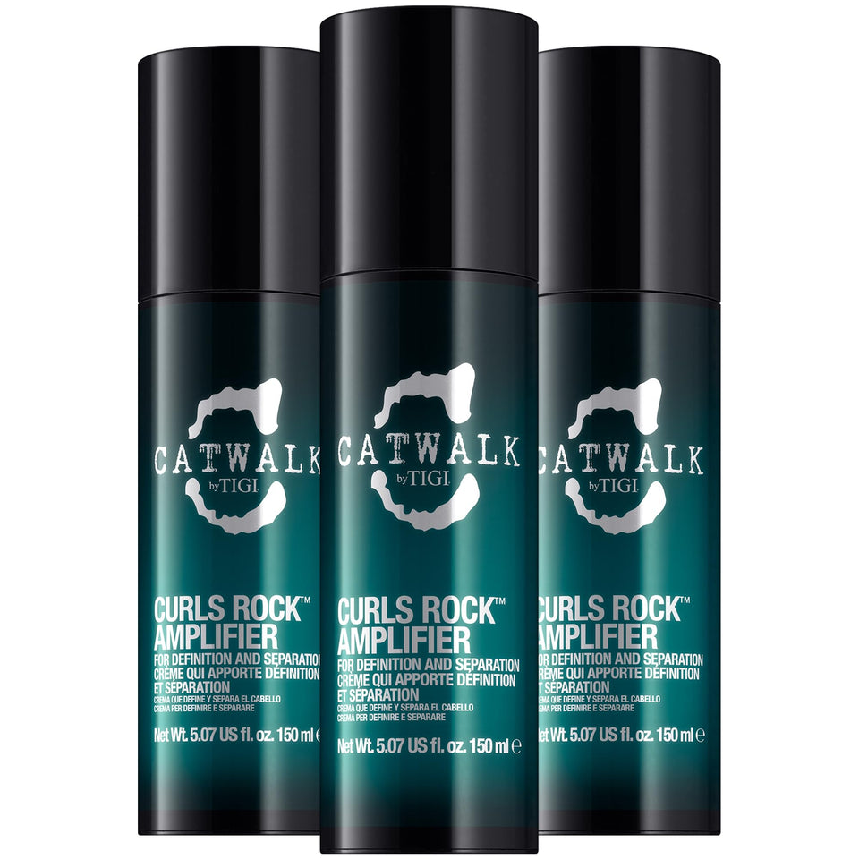 TIGI Catwalk front packaging showing three tubes and product branding benefits