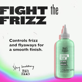 TIGI pump and cap close-up emphasizing precise dispensing and mess-free use