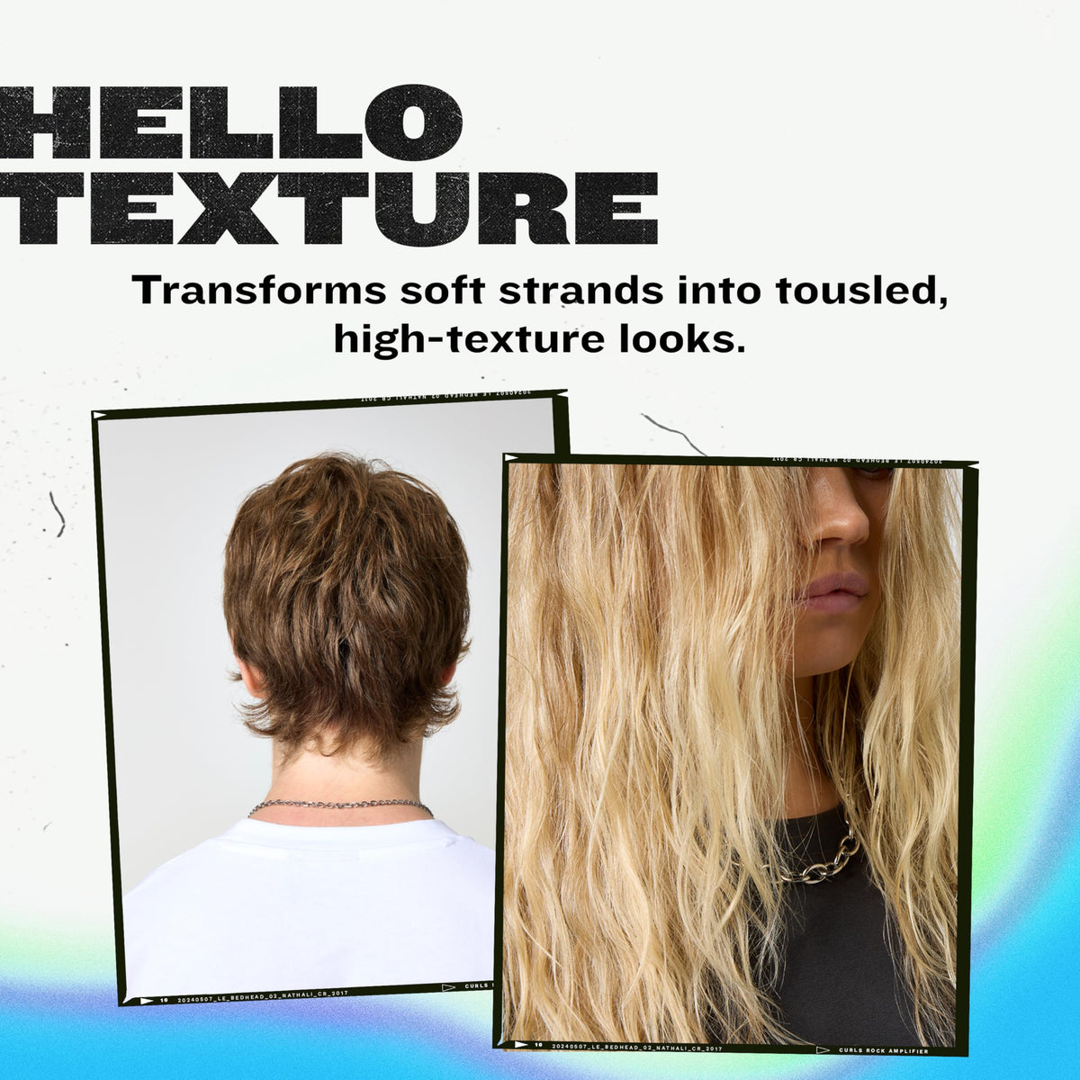 TIGI model with beach waves showing natural, tousled movement