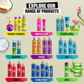 TIGI Serial Blonde on bathroom vanity styled in lifestyle shot for salon-results at home