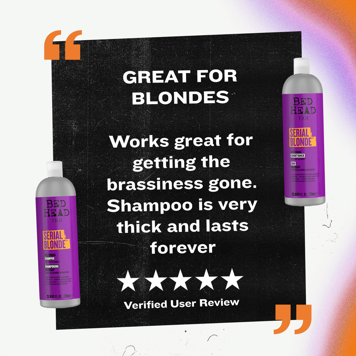 TIGI duo staged on shower shelf conveying salon-quality routine