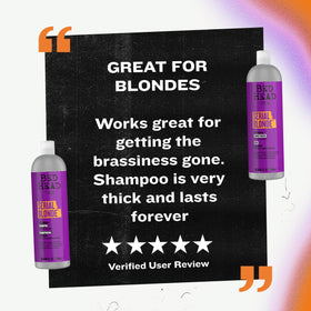 TIGI duo staged on shower shelf conveying salon-quality routine