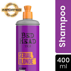 TIGI Serial Blonde label close-up highlighting ingredients and professional salon benefit