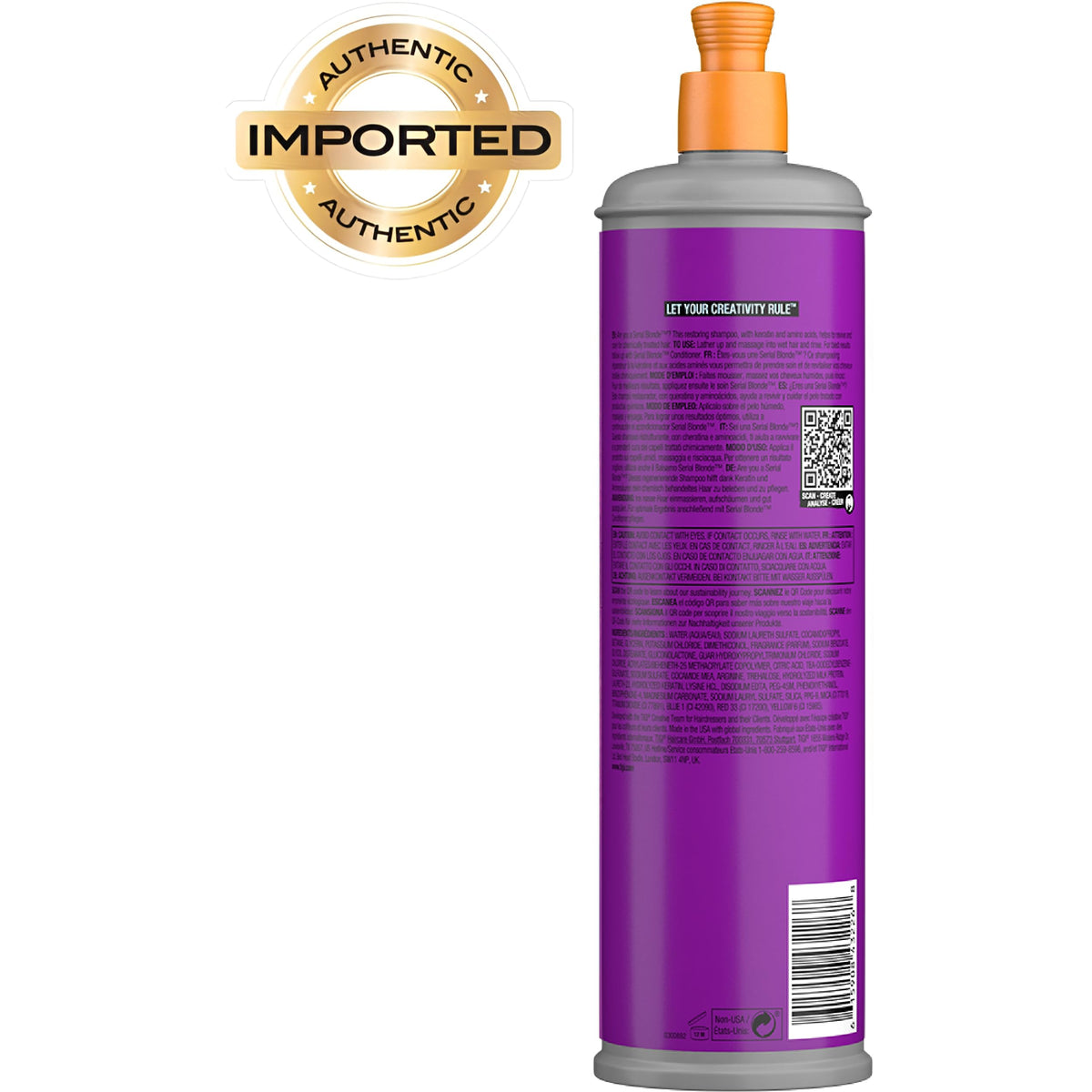 TIGI Serial Blonde shampoo texture squeezed on hand showing rich formula for strengthening