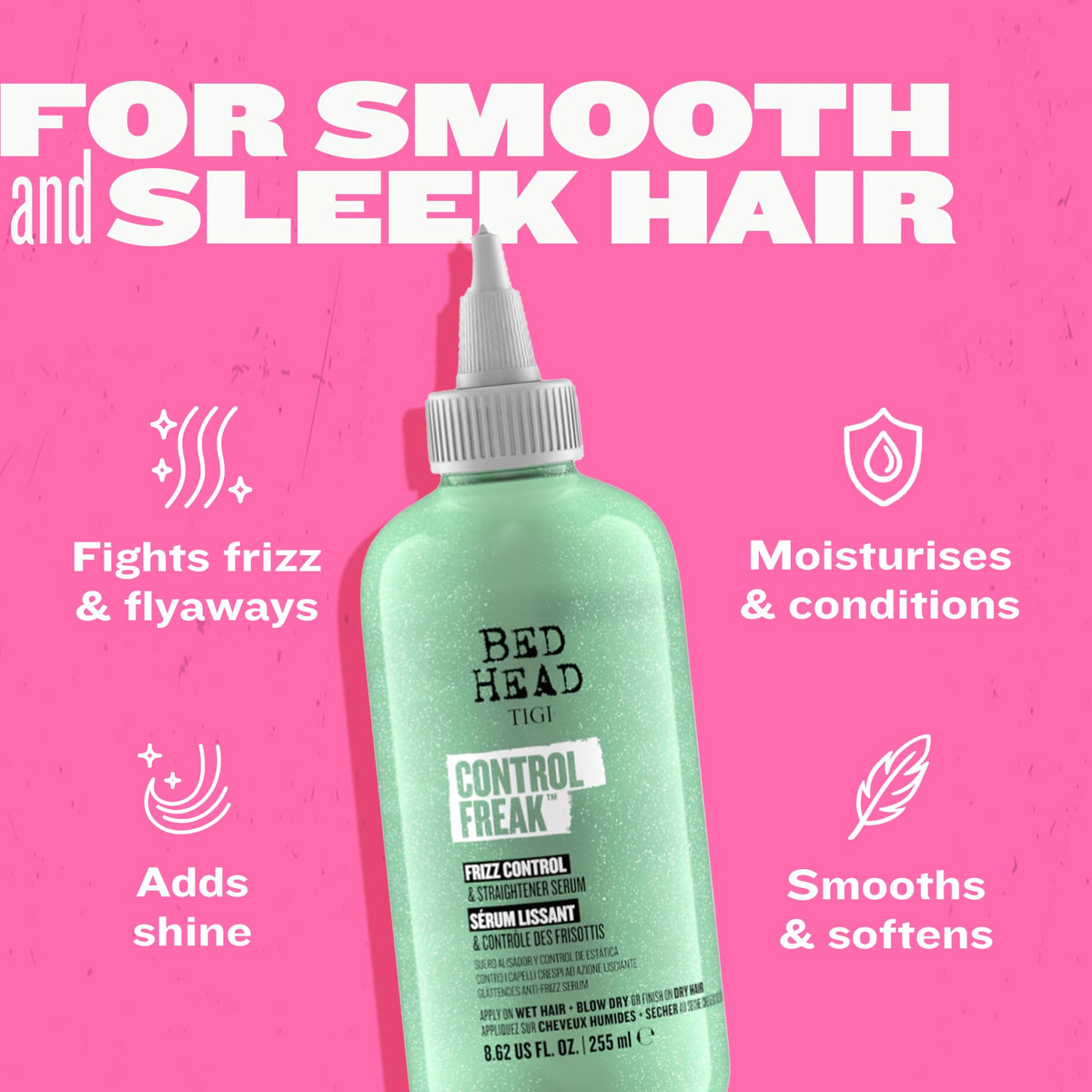 TIGI Bed Head close-up of serum texture demonstrating lightweight smoothing finish