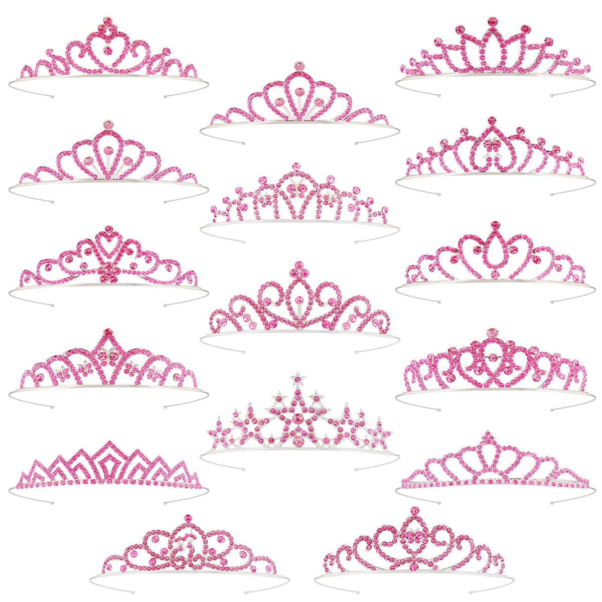 Tihebax front packaging showing pink tiaras, clear set presentation and easy selection