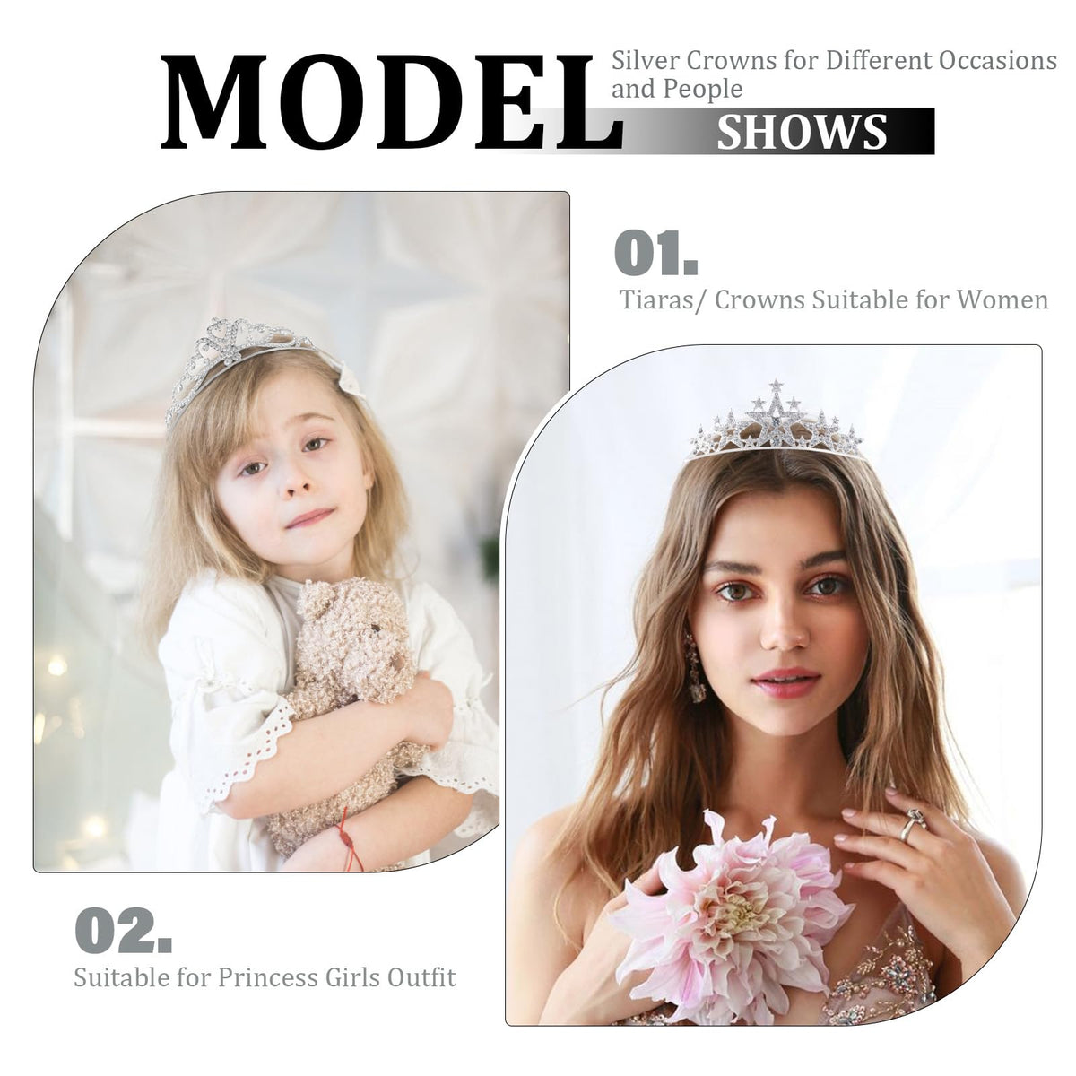 Tihebax tiara held in hand for scale showing lightweight and adjustable fit