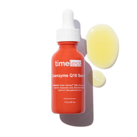 Timeless Skin Care front bottle showing clean serum packaging and benefits
