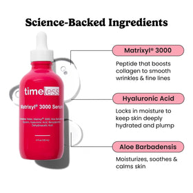 Timeless Skin Care dropper dispensing serum highlighting precise application benefit