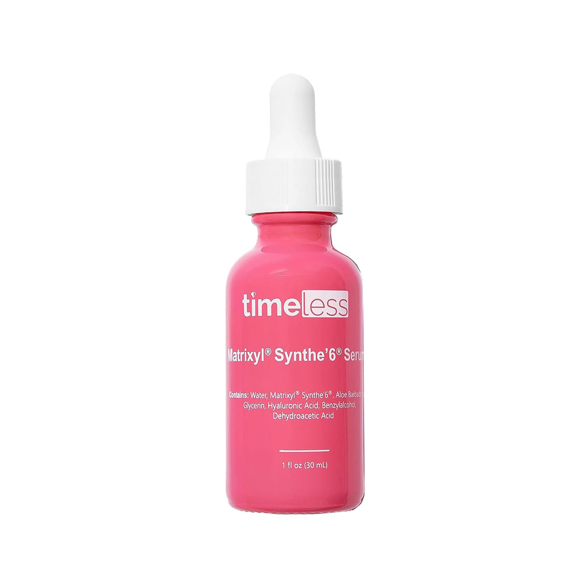 Timeless Skin Care front packaging showing clean label and bottle benefits