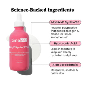 Timeless Skin Care dropper dispensing serum highlighting lightweight hydration benefit