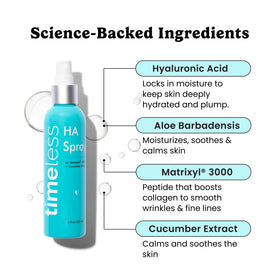 Timeless Skin Care label close-up highlighting Matrixyl 3000 and ingredient clarity