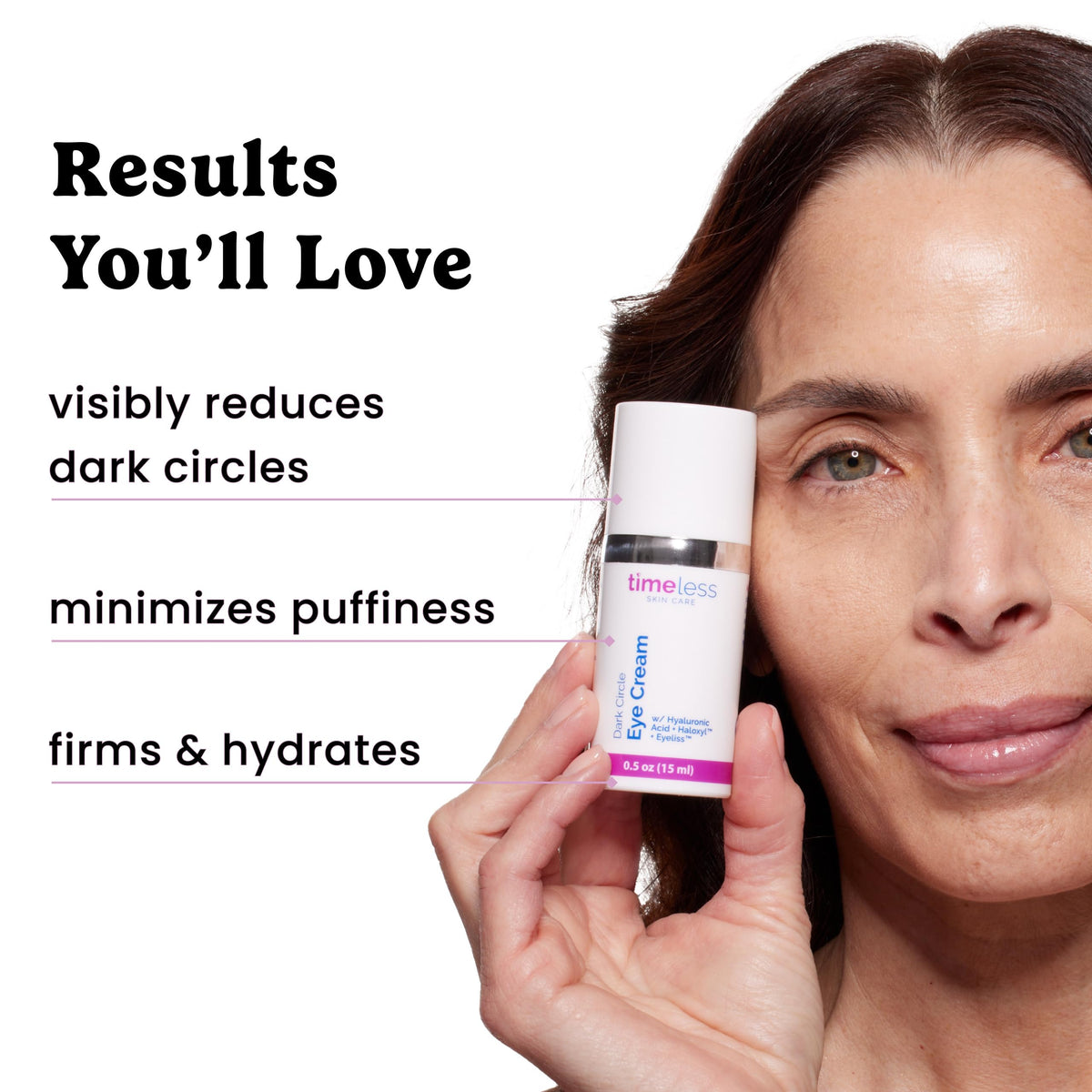 Timeless Skin Care before and after comparison demonstrating reduced puffiness