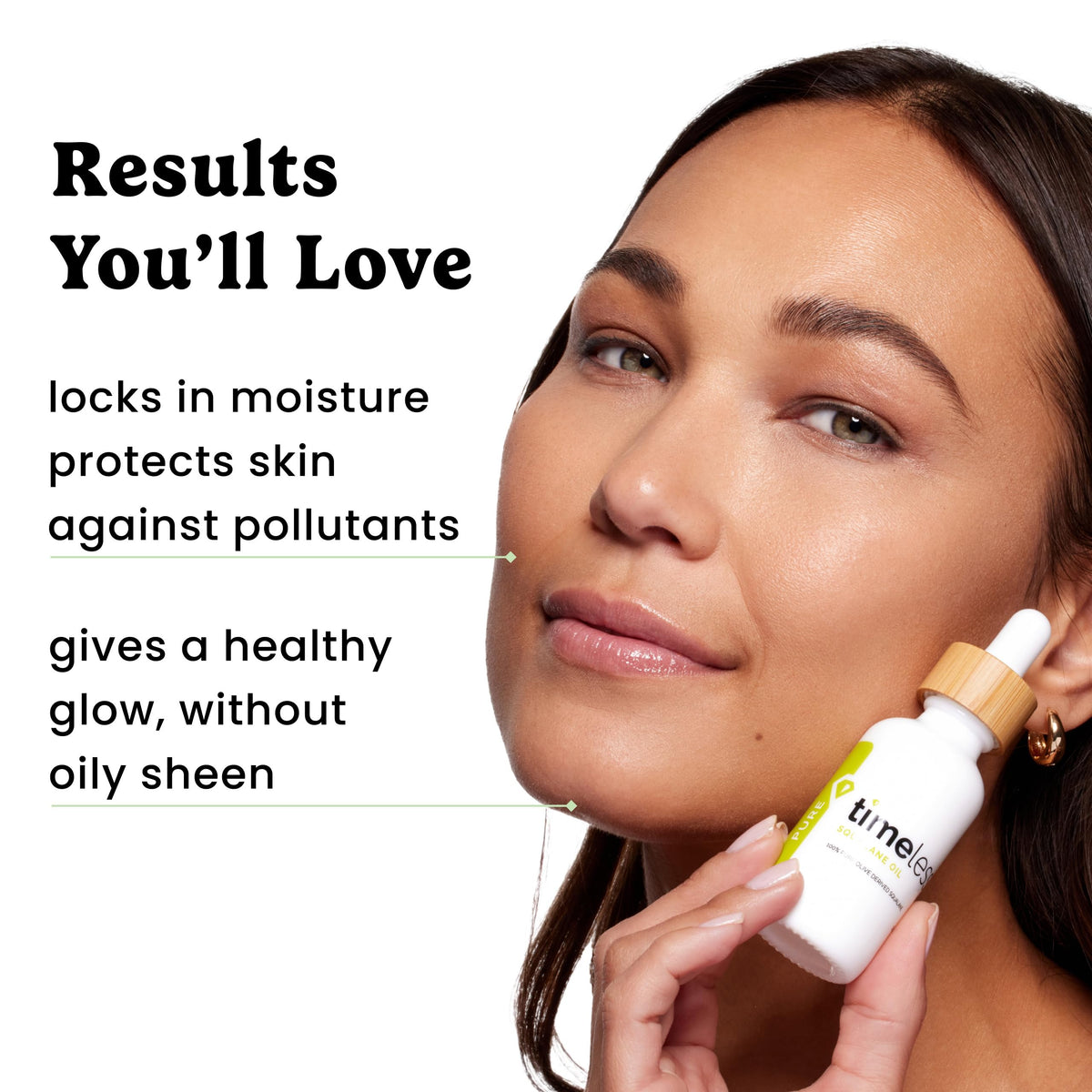 Timeless Skin Care applying oil to face demonstrating quick absorption and hydration
