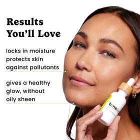 Timeless Skin Care applying oil to face demonstrating quick absorption and hydration
