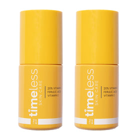 Timeless Skin Care front packaging showing 20% vitamin C potency and benefits