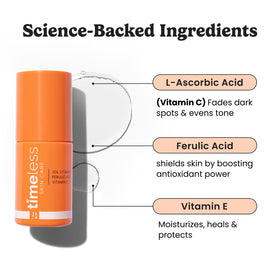 Timeless Skin Care pump dispensing serum demonstrating easy application benefit