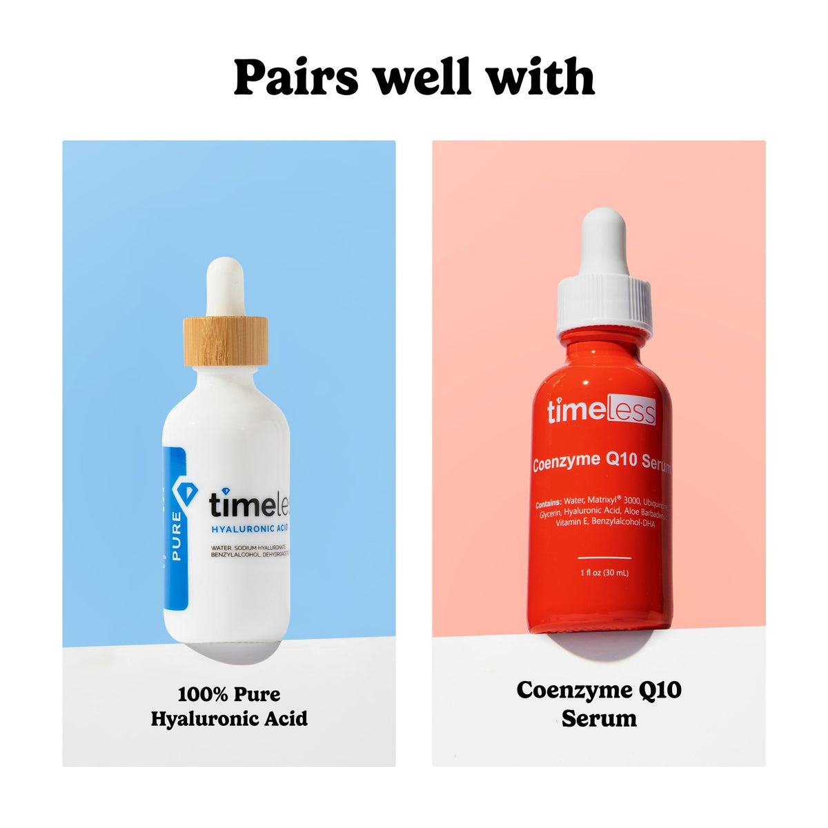 Timeless serum paired with sunscreen to show daytime antioxidant layering benefit
