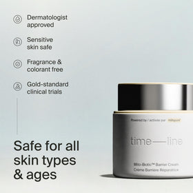 Timeline ingredient label highlighting Mitopure, niacinamide and peptides