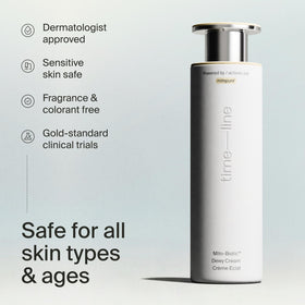 Timeline cream gently applied to cheek showing instant luminosity and hydrated look