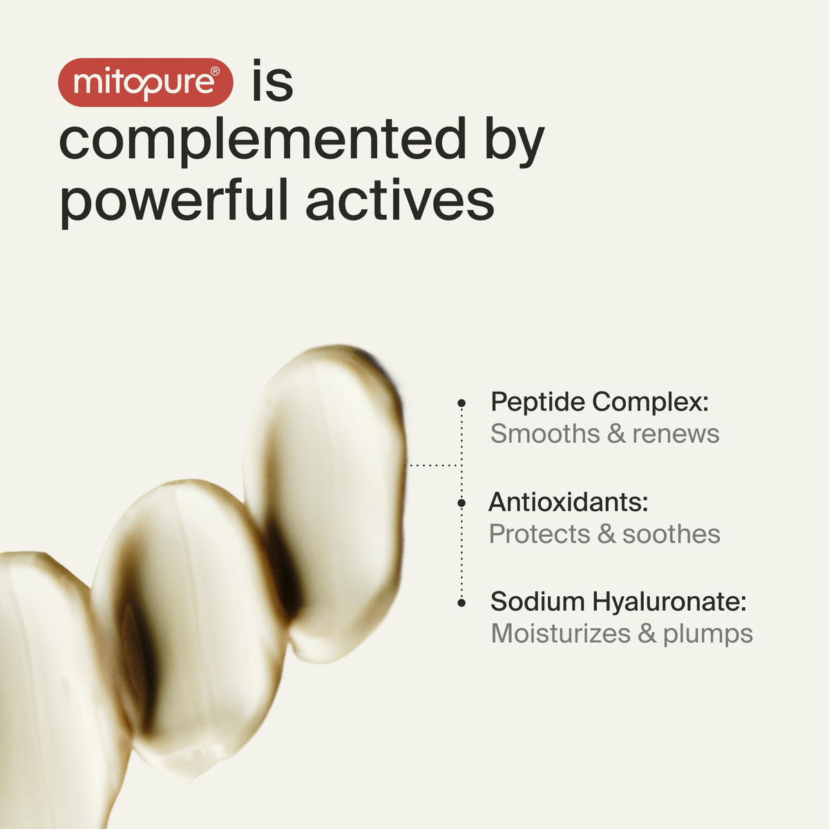 Timeline Mitopure orbital demonstration patting cream under eye for reduced puffiness