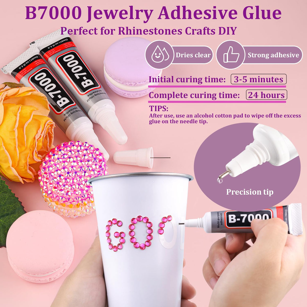 TINKRSTUFF B7000 glue with needle nozzle for controlled application and clear drying finish