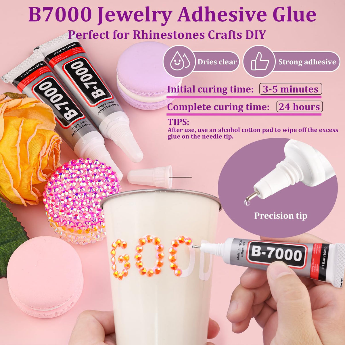 TINKRSTUFF B7000 glue tube with precision nozzle for accurate clear adhesion of gems