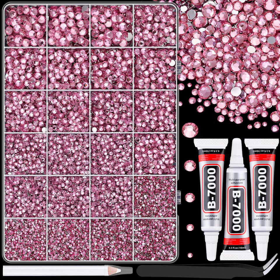 TINKRSTUFF boxed organizer showing 24 grids and dark pink gems, easy sorting benefit