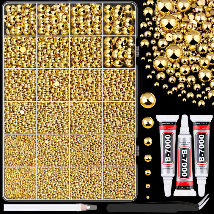 TINKRSTUFF front packaging showing gold flatback pearls kit benefit organized supply