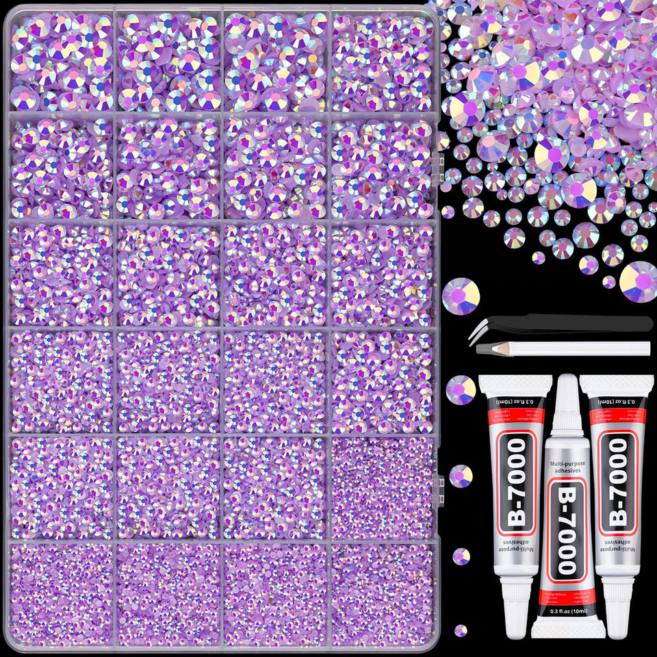 TINKRSTUFF front packaging showing lavender AB rhinestones and tools, easy project start