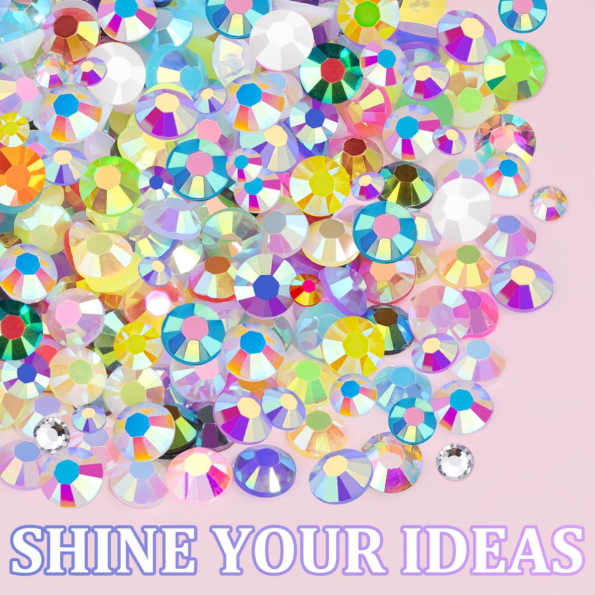 TINKRSTUFF lifestyle shot of a crafting table showing gems, glue, and in-progress projects