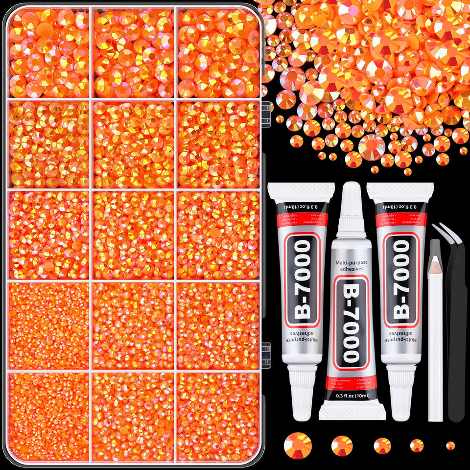 TINKRSTUFF front packaging showing orange AB rhinestone kit and tools for easy crafting