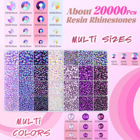 TINKRSTUFF organized 28-grid contents with assorted purple gems for easy selection
