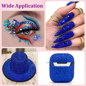 TINKRSTUFF shoe upper adorned with royal blue gems demonstrating fabric embellishment and style upgrade